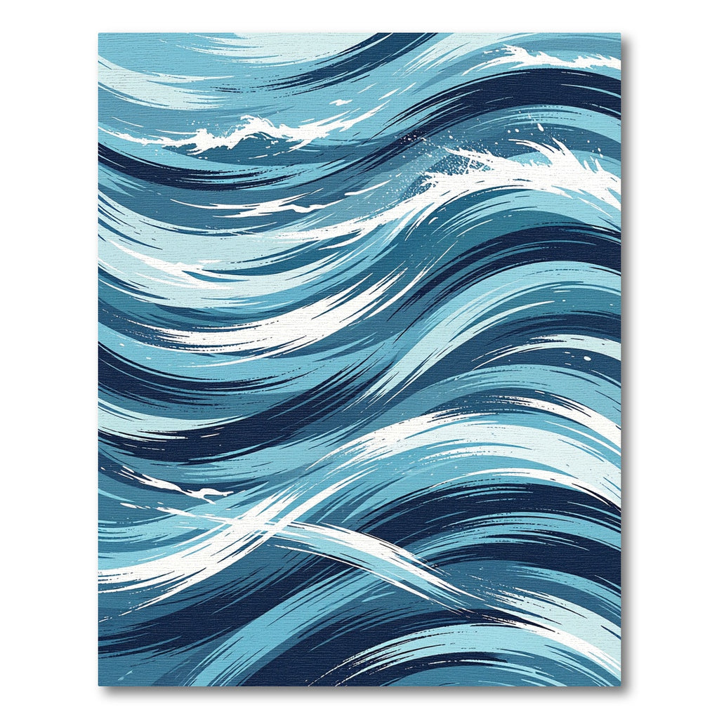 Abstract Navy and Azure Ocean Wave Rug