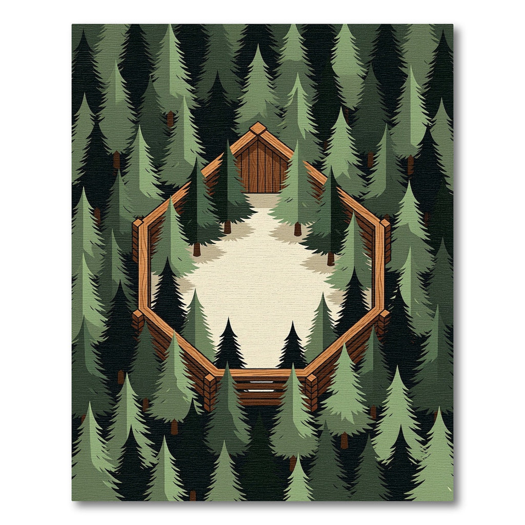 Forest Cabin Hexagonal Pine Grove Rug