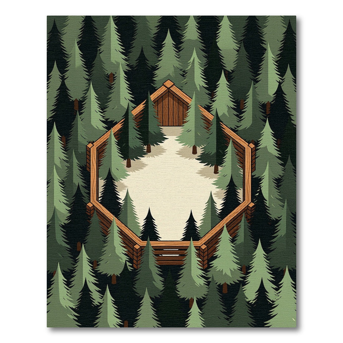 Forest Cabin Hexagonal Pine Grove Rug