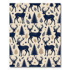 Midnight Navy Forest Deer Woodland Rug