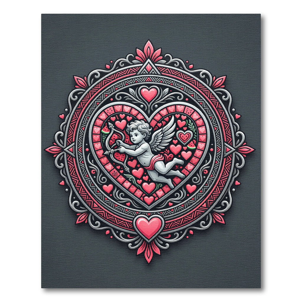 Valentine Cupid Heart Mandala Rug