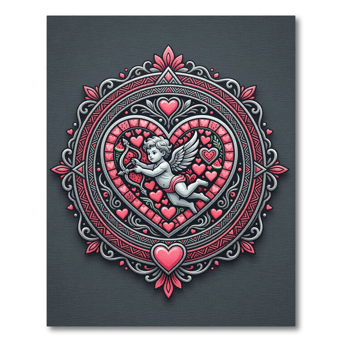 Valentine Cupid Heart Mandala Rug