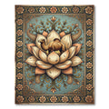 Vintage Camel Lotus Flower Tapestry Rug