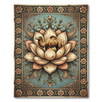Vintage Camel Lotus Flower Tapestry Rug