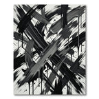 Dynamic Black Paint Drip Brushstrokes Rug