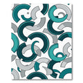Teal Gray Abstract Curve Composition Rug