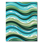Oceanic Blue Green Wave Composition Rug
