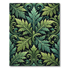 Emerald Botanical Scroll Leaf Art Rug