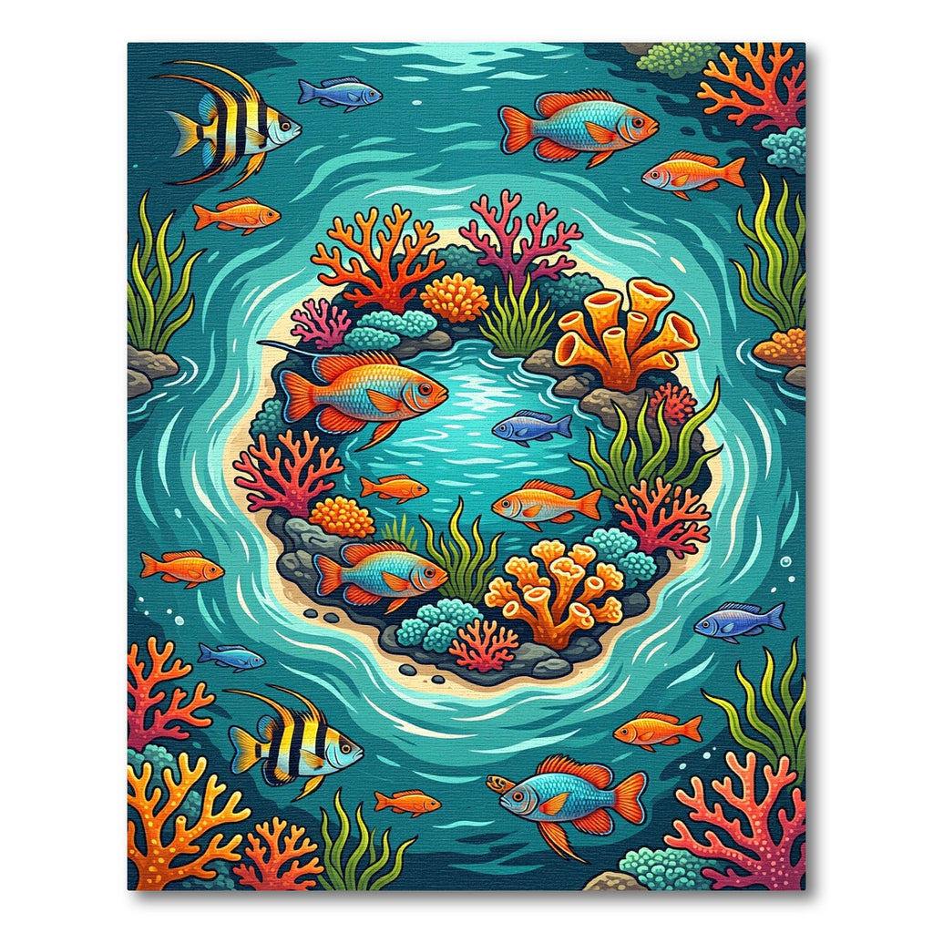 Vibrant Tropical Coral Reef Marine Scene Rug