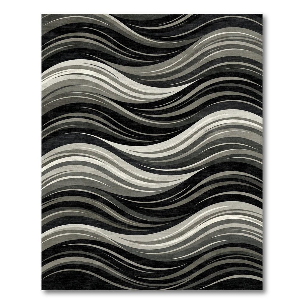 Monochromatic Wavy Stream Abstract Rug
