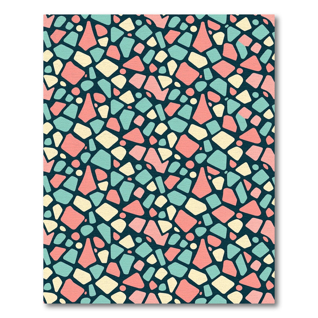 Mid-Century Teal Pink Cream Mosaic Terrazzo Rug