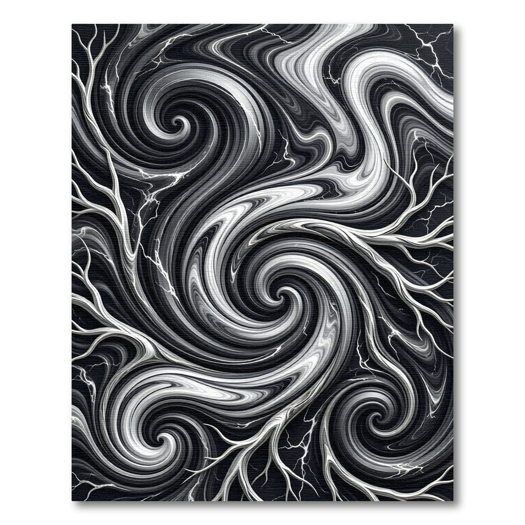 Monochromatic Swirling Smoke Branches Rug