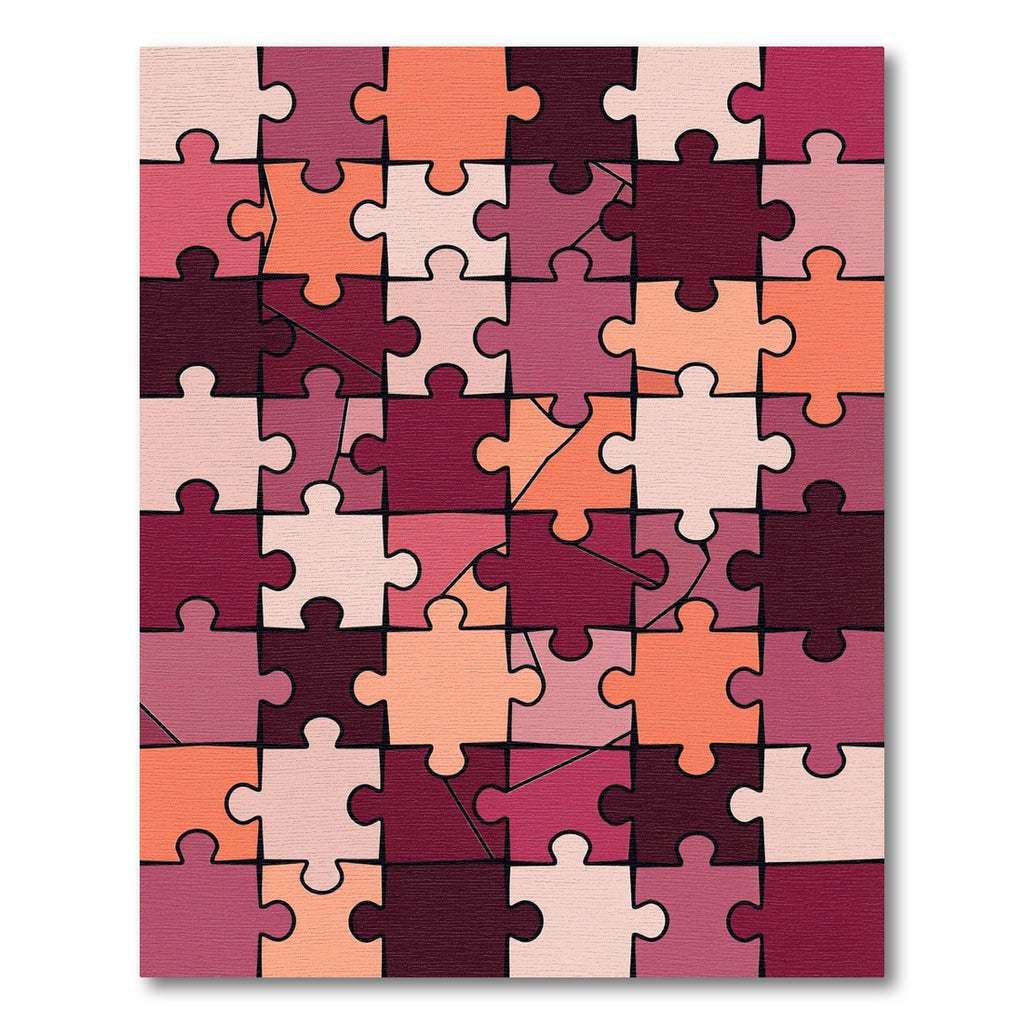 Pink Orange Puzzle Piece Mosaic Rug