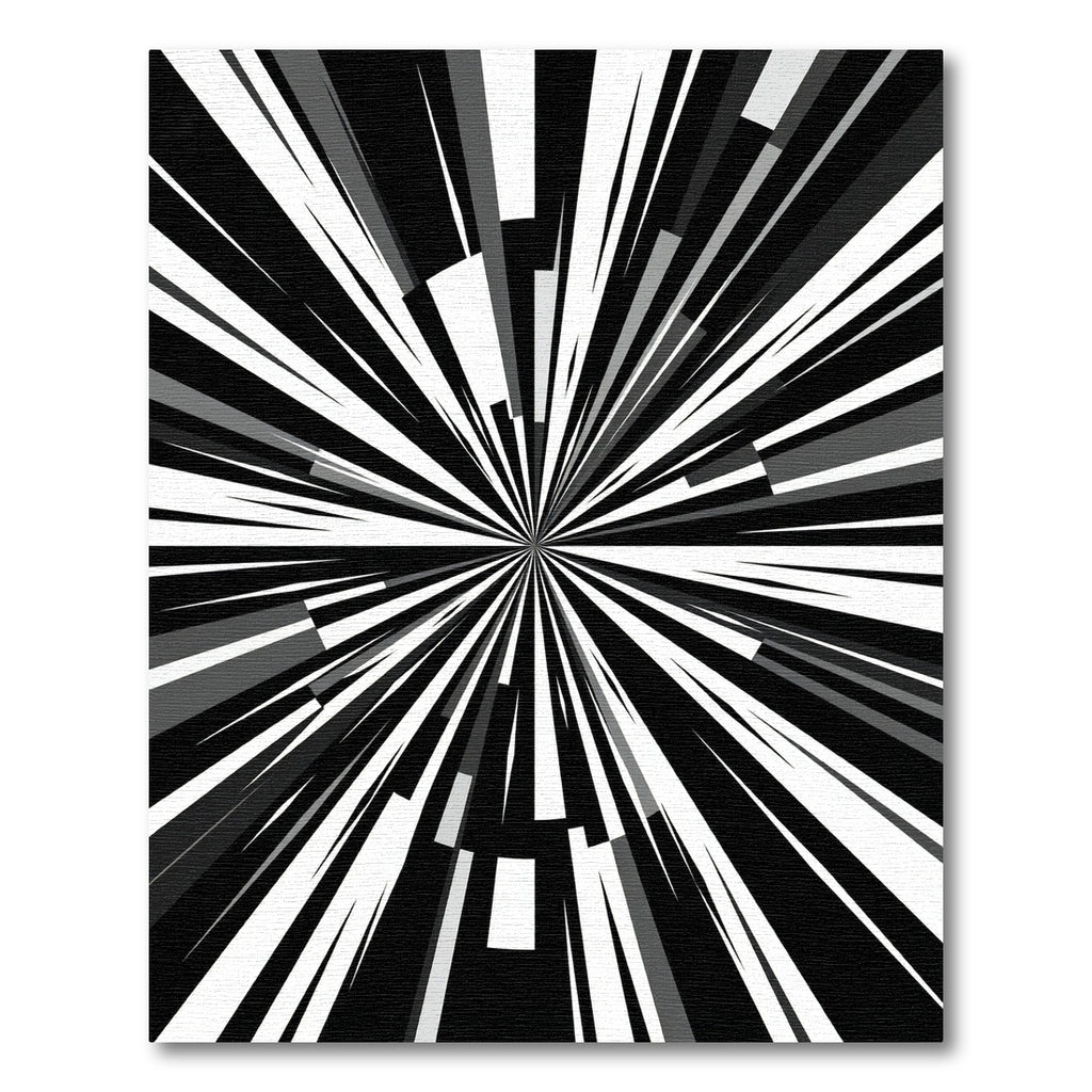 Monochrome Abstract Radial Burst Art Rug