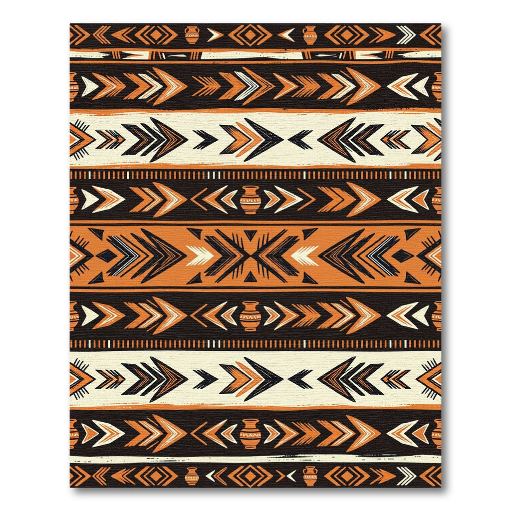 Rustic Orange Black Tribal Arrow Rug