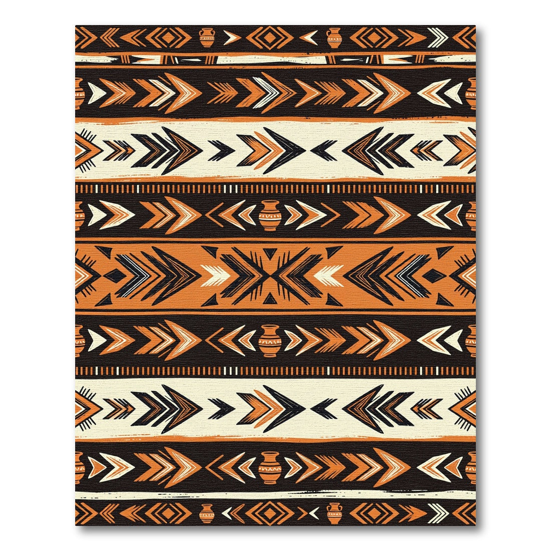 Rustic Orange Black Tribal Arrow Rug