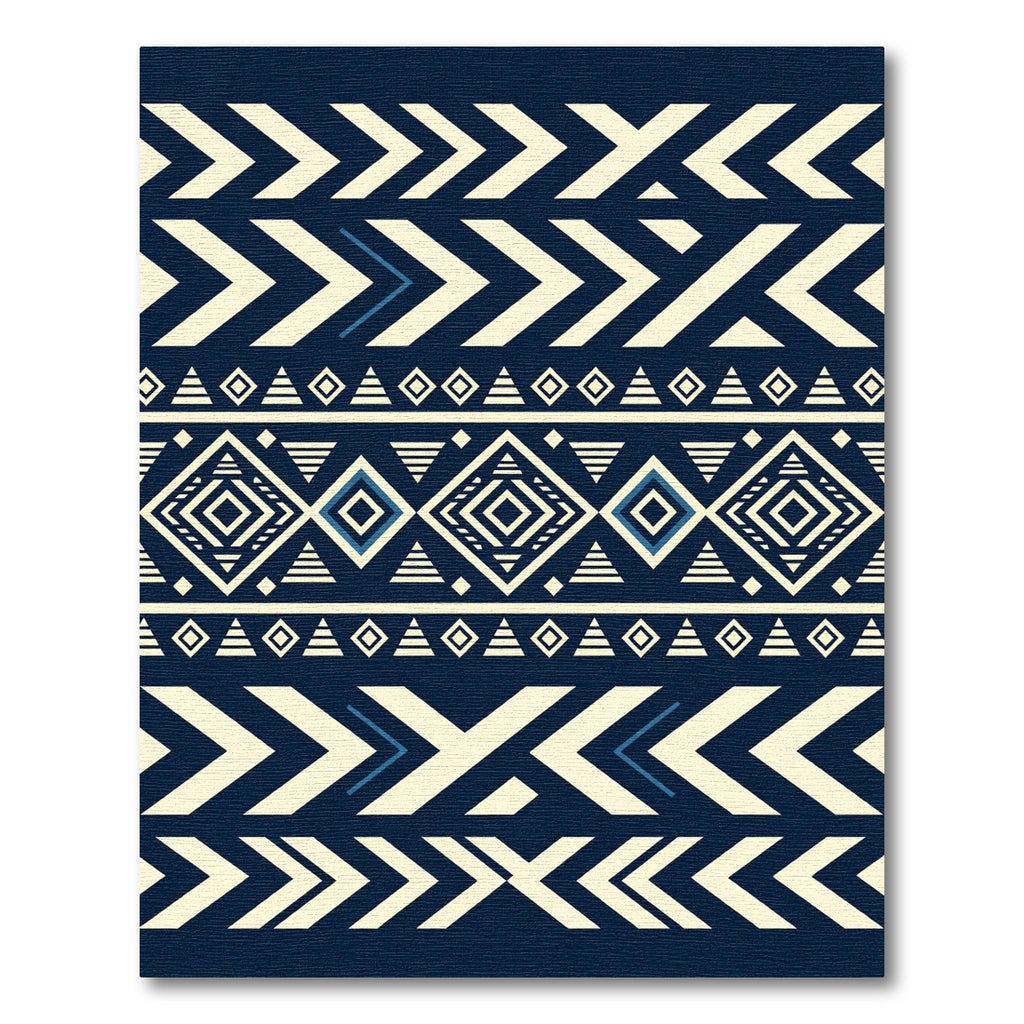 Bold Navy Cream Geometric Aztec Rug