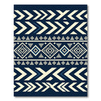 Bold Navy Cream Geometric Aztec Rug