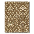 Brown Gold Floral Damask Scroll Rug