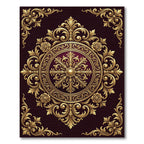 Ornate Gold Floral Medallion Burgundy Rug
