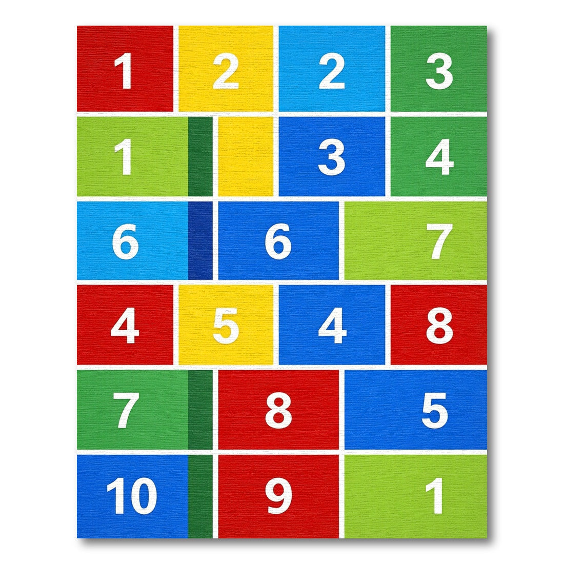 Vibrant Grid Art Number Square Rug
