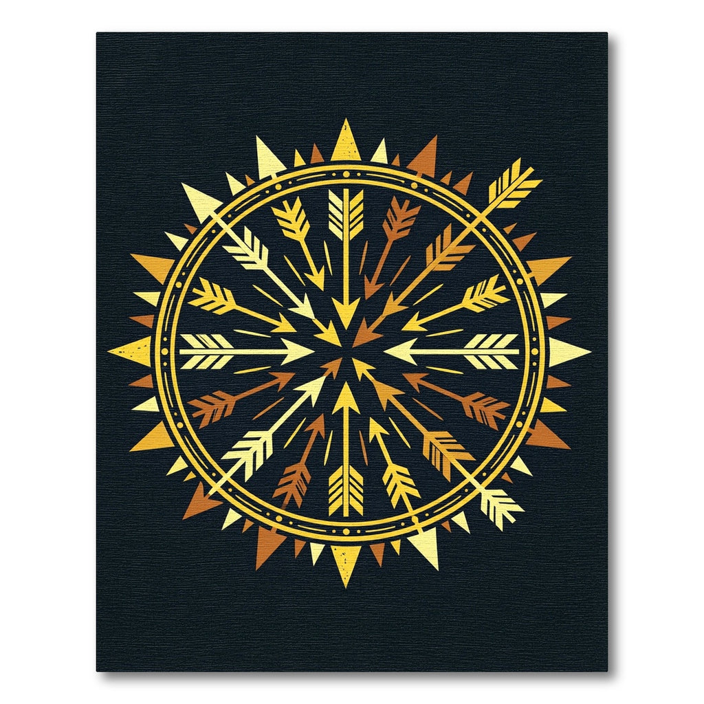 Golden Arrow Radial Sunburst Rug