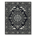 Ornate Black Silver Floral Cloud Rug