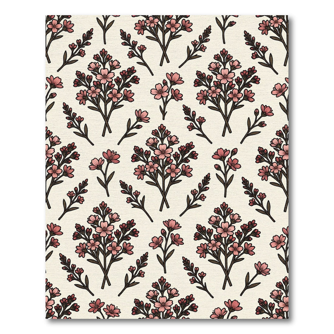 Delicate Pink Floral Botanical Meadow Rug