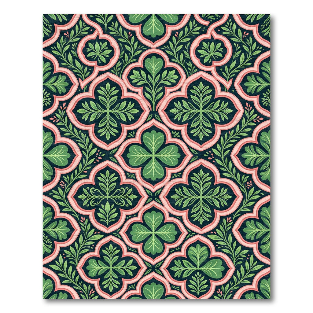 Art Nouveau Sage Green Quatrefoil Rug