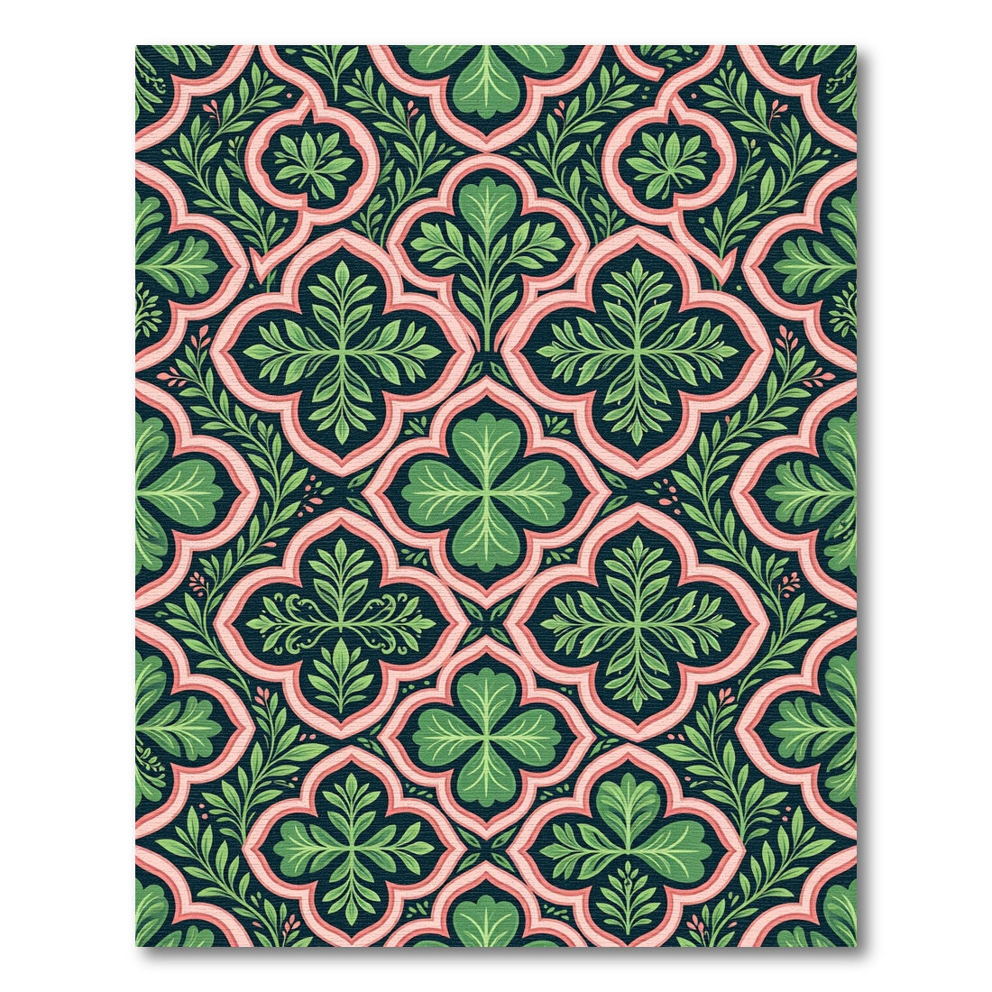 Art Nouveau Sage Green Quatrefoil Rug