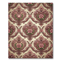 Vintage Rose Heart Scrollwork Damask Rug