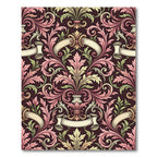 Delicate Crimson Floral Scrollwork Rug