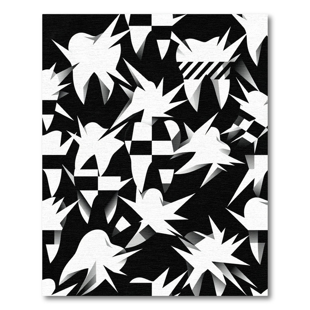 Graphic Black and White Tooth Mosaic Rug