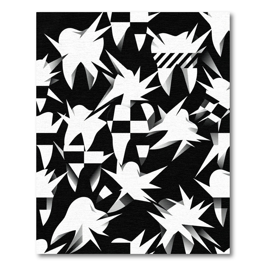 Graphic Black and White Tooth Mosaic Rug