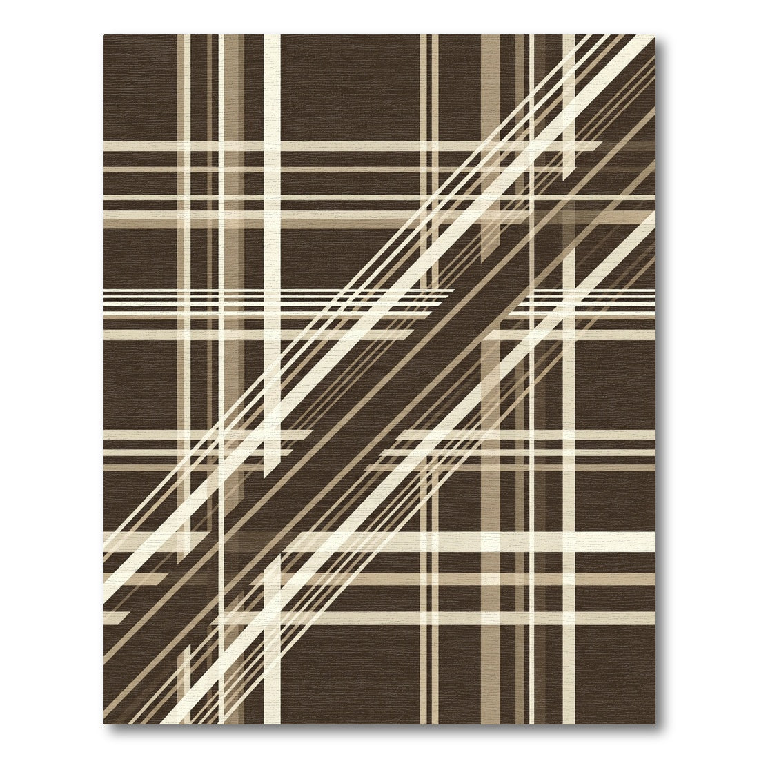 Brown Beige Intersecting Stripe Rug