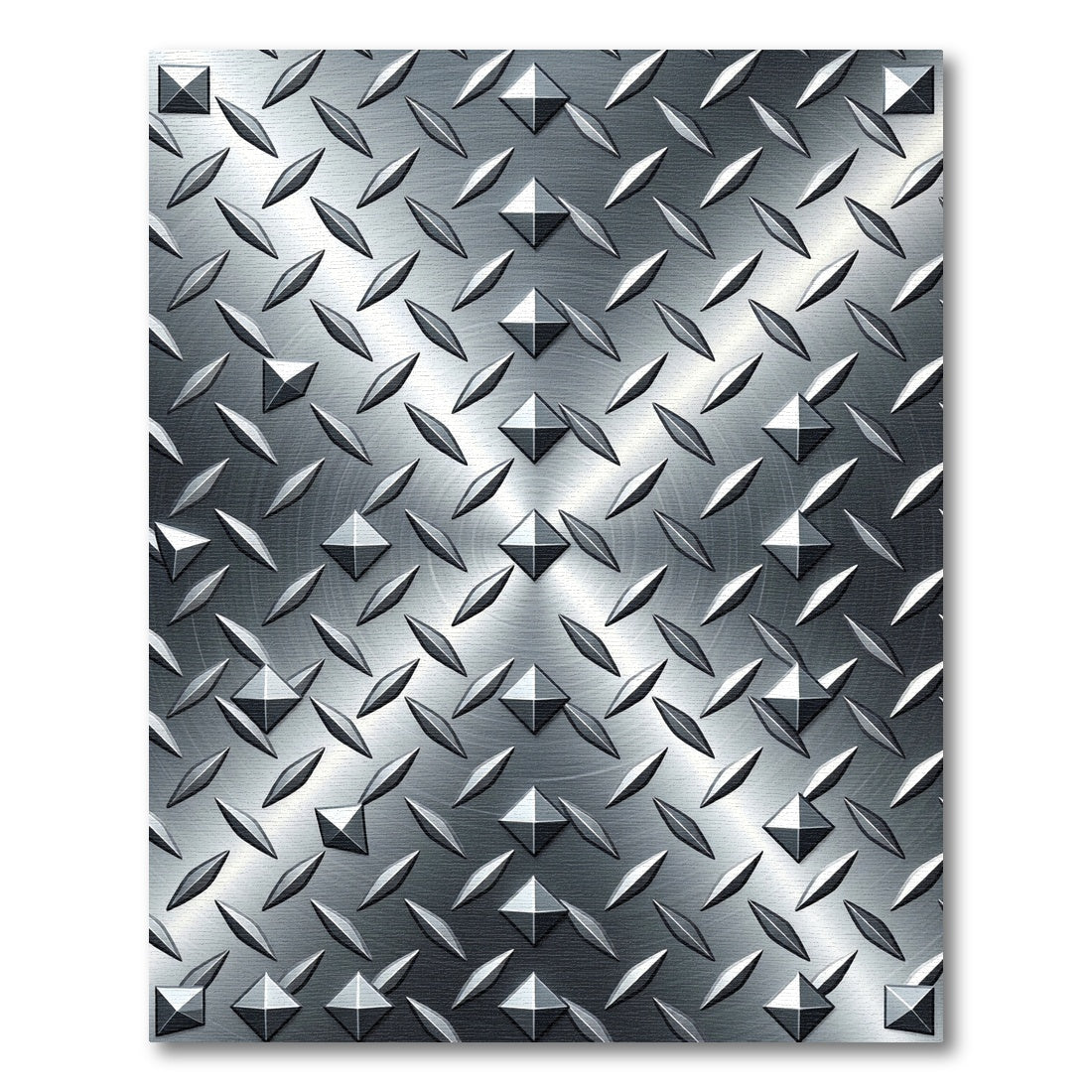 Industrial Silver Metallic Diamond Plate Rug