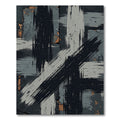 Bold Charcoal Abstract Brush Stroke Rug