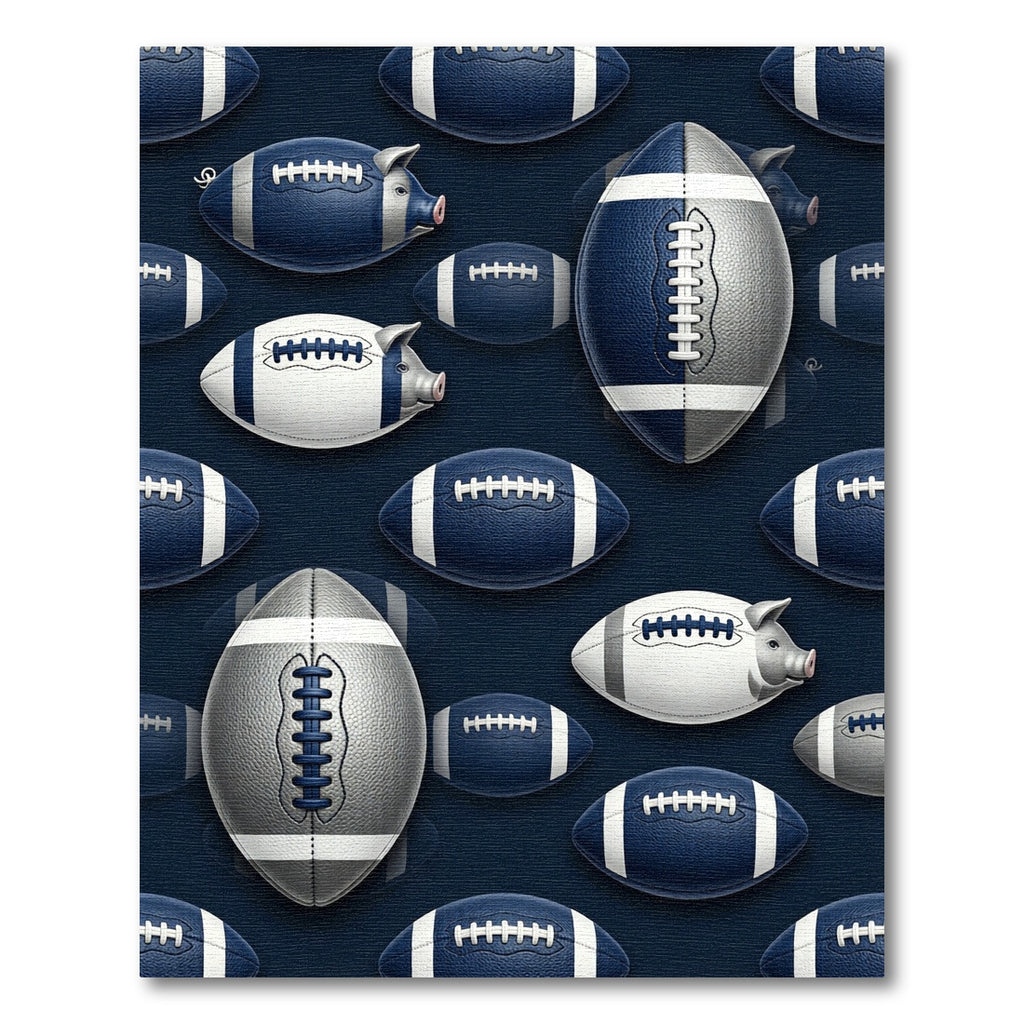 Navy Blue Football Pigskin Athletic Art Rug