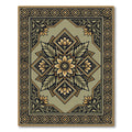 Olive Green Floral Medallion Border Rug