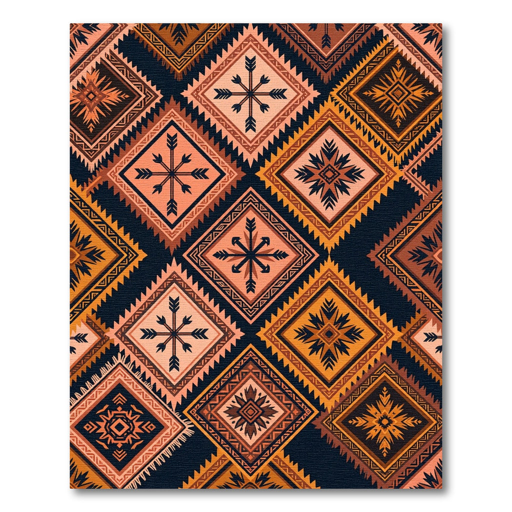 Earthy Diamond Medallion Geometric Rug