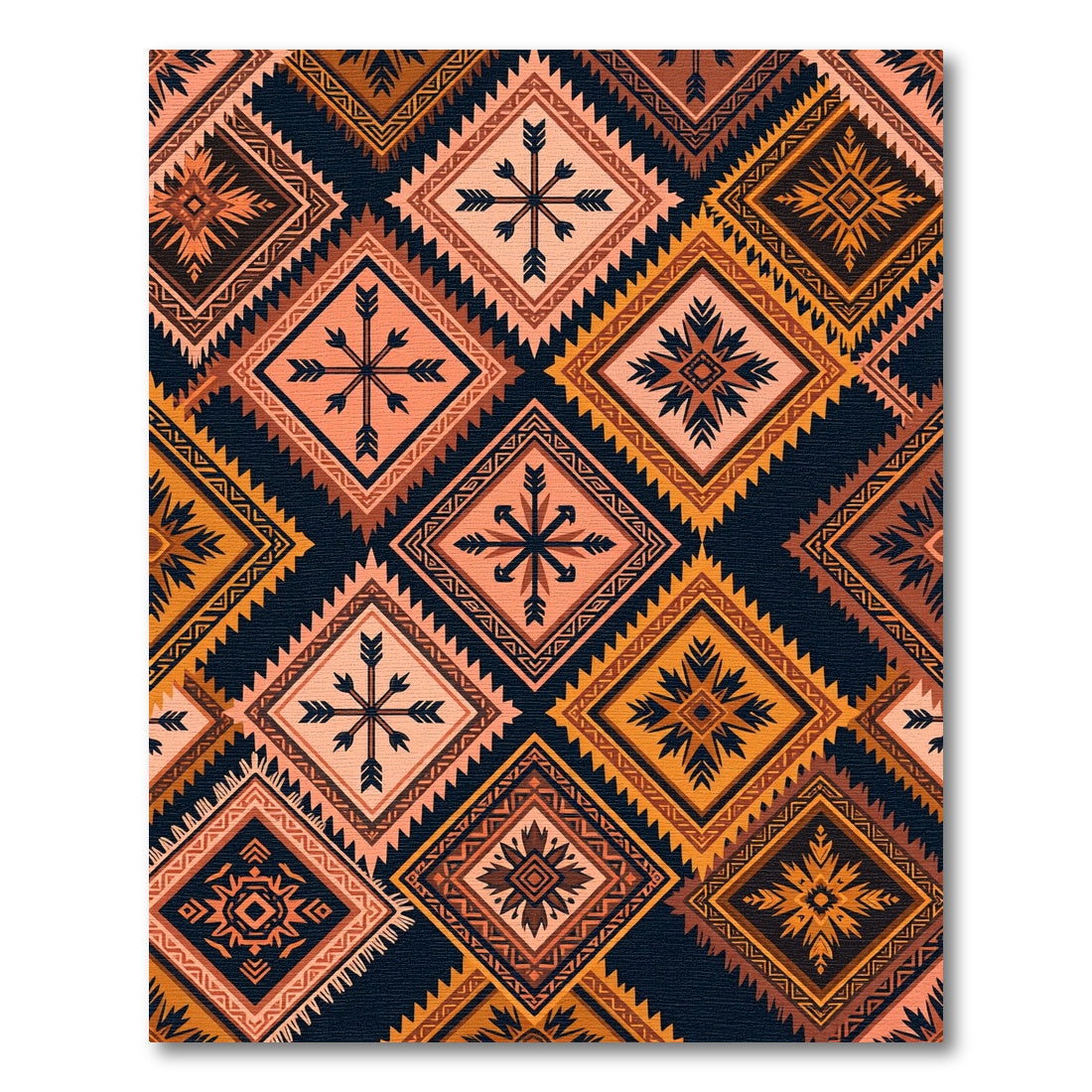 Earthy Diamond Medallion Geometric Rug