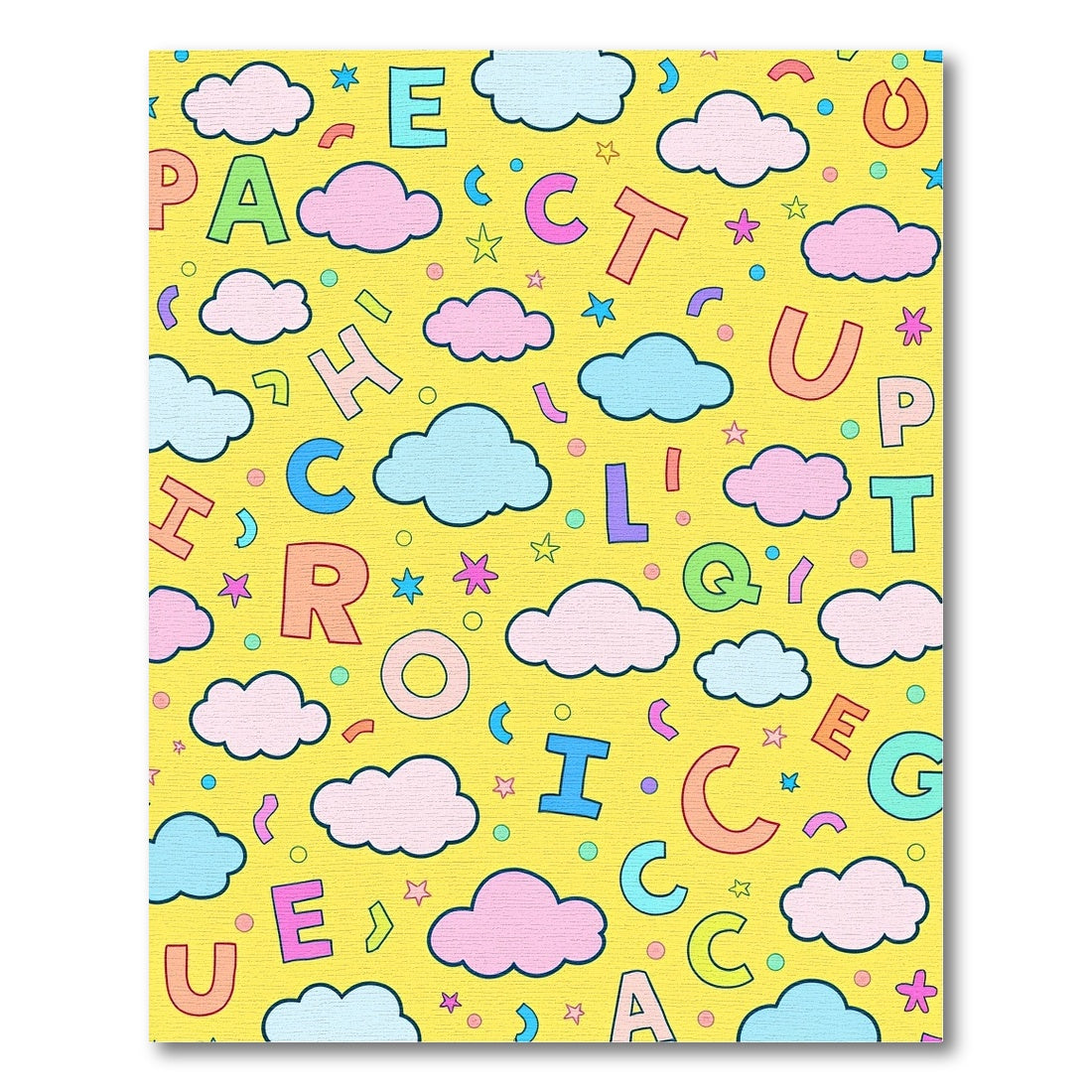 Playful Alphabet Clouds Yellow Composition Rug