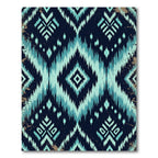 Teal Indigo Ikat Diamond Geometric Rug
