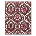 Crimson Paisley Floral Damask Tapestry Rug