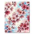 Blossoming Pink Cherry Branch Watercolor Rug