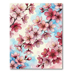Blossoming Pink Cherry Branch Watercolor Rug