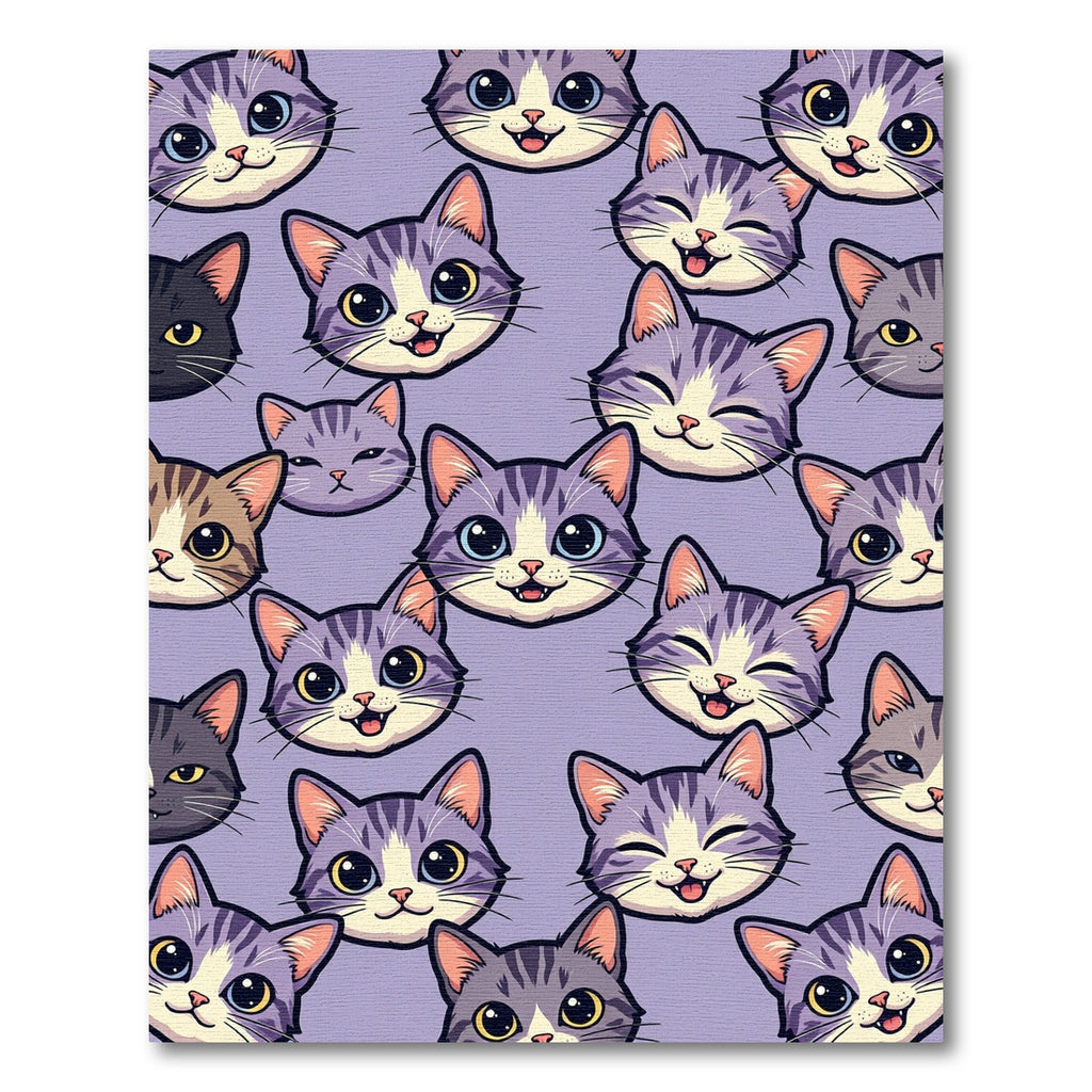 Cute Lavender Kitten Face Collage Rug