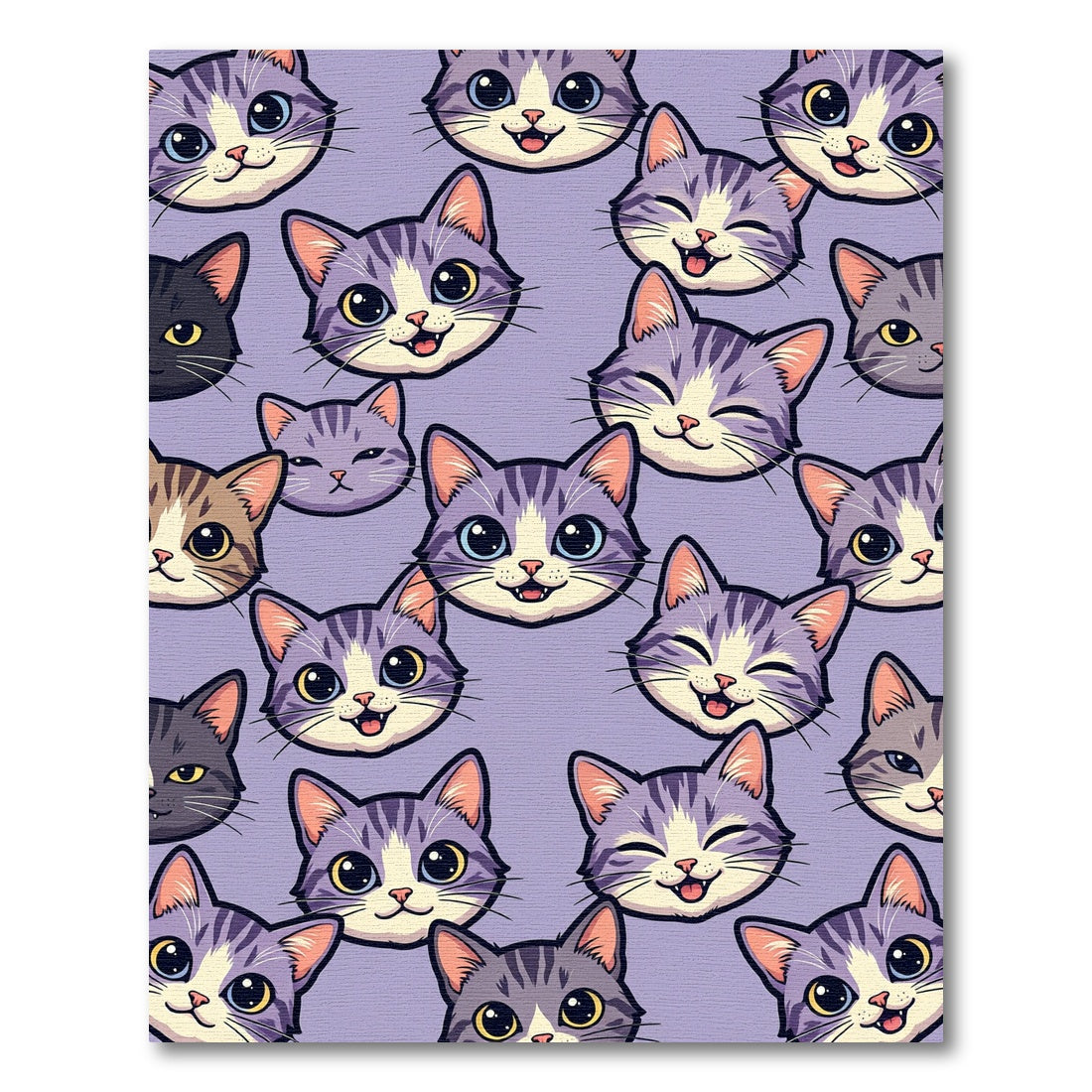 Cute Lavender Kitten Face Collage Rug