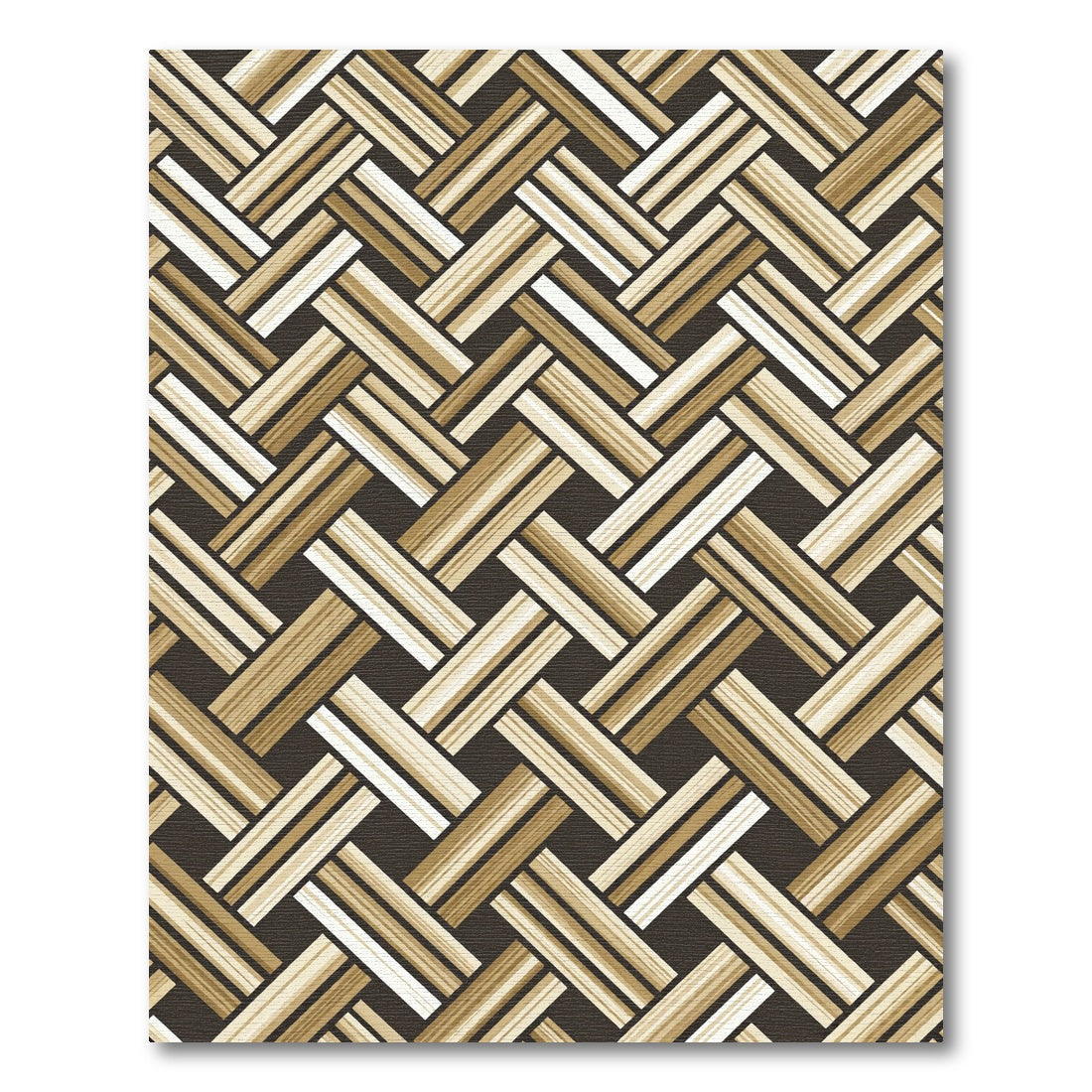 Beige and Brown Basketweave Geometric Rug