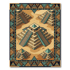 Aztec Gold Pyramids Earth Tone Geometric Rug